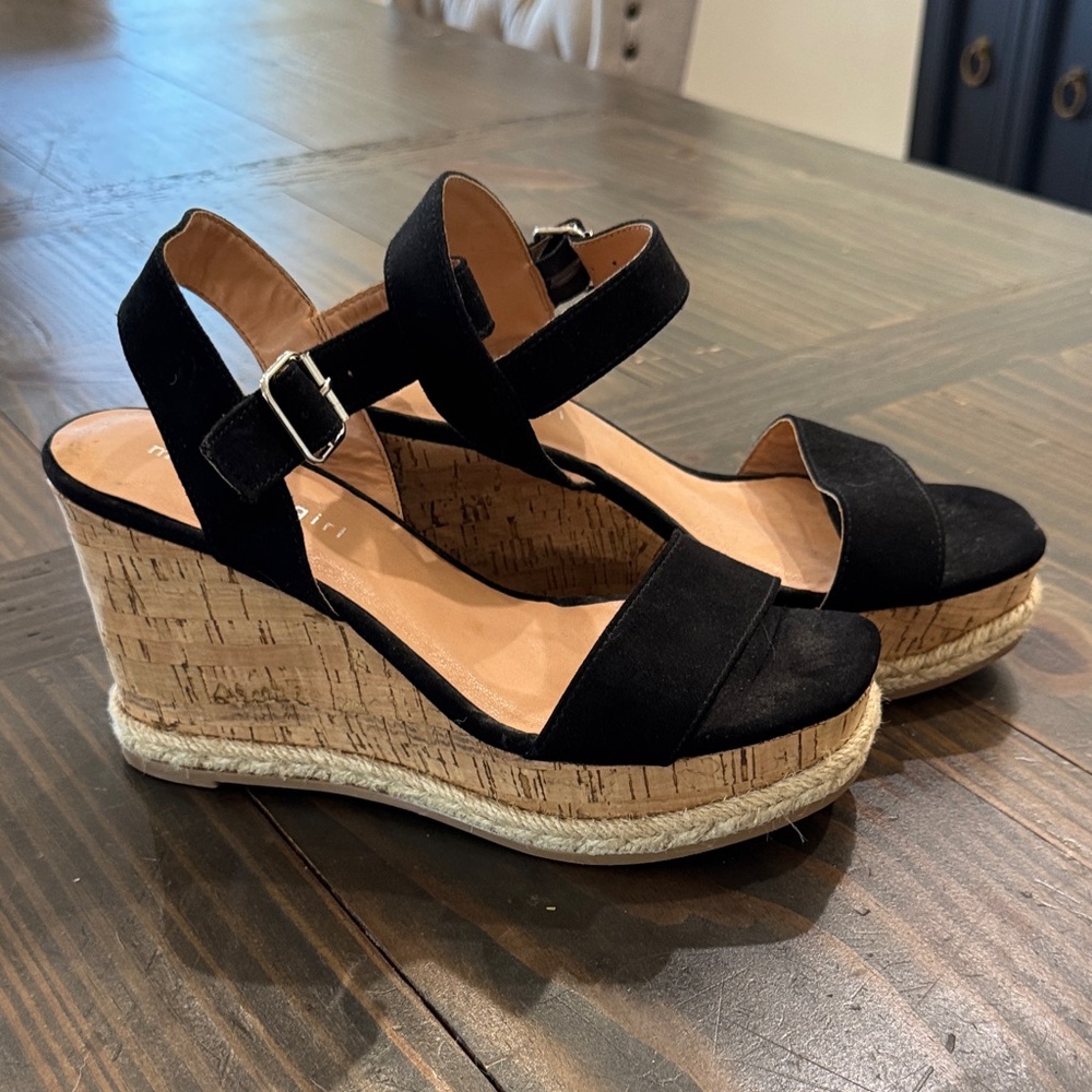 Steve Madden Girl Classic Black Cork Wedge Sandals - Women's Summer Espadrille